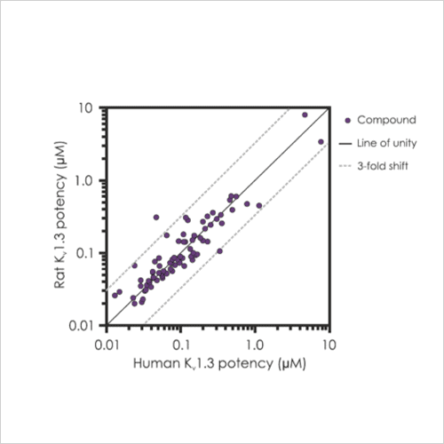 Ion Channel Screening 14 Kv1.3-rat-vs-human-potency