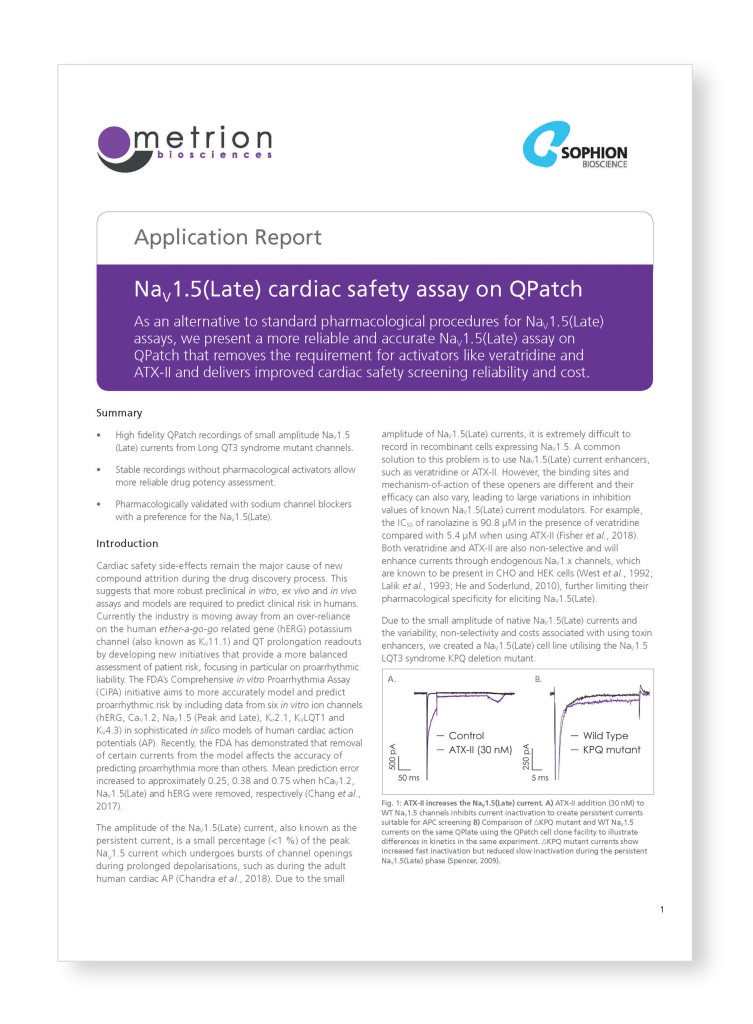 Application Report Nav1.5 Late Cardiac