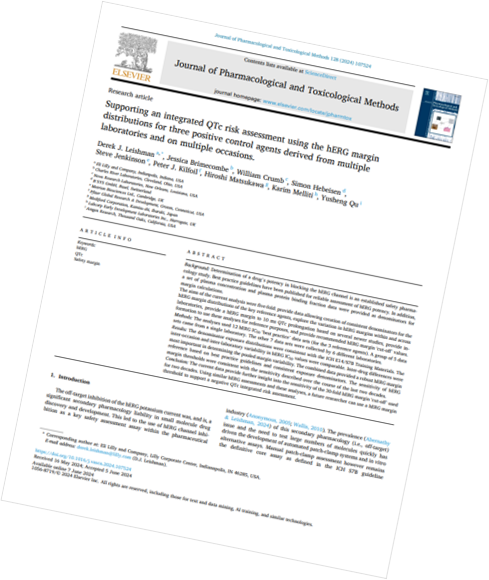 Supporting an integrated QTc risk assessment using the hERG margin distributions for three positive control agents derived from multiple laboratories and on multiple occasions 2 Publication front cover rotated integrated QTc risk assessment
